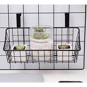 LeleCAT Basket with hook Grid Storage Basket, Hang it behind a door or on a railing, Over the Cabinet Door, Small, BLack,2 Pack