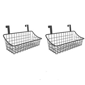LeleCAT Basket with hook Grid Storage Basket, Hang it behind a door or on a railing, Over the Cabinet Door, Small, BLack,2 Pack