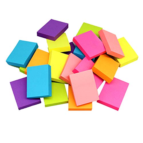 Sticky Notes 1.5x2 Inches, Bright Colors Self-Stick Pads, 24 Pack, 75 Sheets/Pad