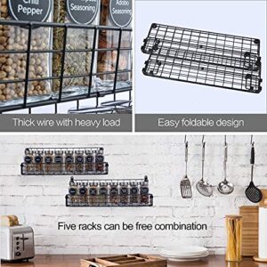 Spice Rack Organizer Wall Mounted 5-Tier Stackable Hanging Spice Jars Storage Racks,Great for Kitchen and Pantry,Up to Storage 48 Jars(Patent No.:D909138S)