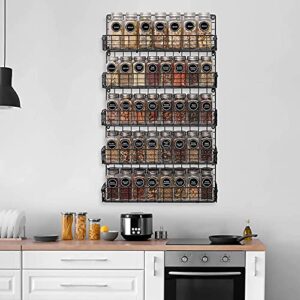 Spice Rack Organizer Wall Mounted 5-Tier Stackable Hanging Spice Jars Storage Racks,Great for Kitchen and Pantry,Up to Storage 48 Jars(Patent No.:D909138S)