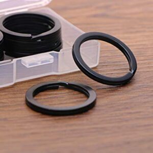 Shapenty 1 Inch/25mm Diameter Metal Flat Split Key Chains Rings for Home Car Keys Attachment (Black,10PCS/Box)