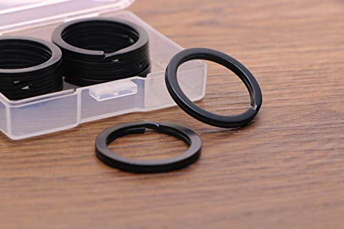 Shapenty 1 Inch/25mm Diameter Metal Flat Split Key Chains Rings for Home Car Keys Attachment (Black,10PCS/Box)