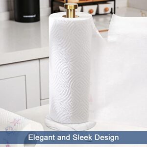 NearMoon Standing Paper Towel Holder, Kitchen Paper Towel Roll Holder- for Bathroom Kitchen Countertop, Standard or Jumbo-Sized Roll Holder (with Marble Base, Brushed Gold)