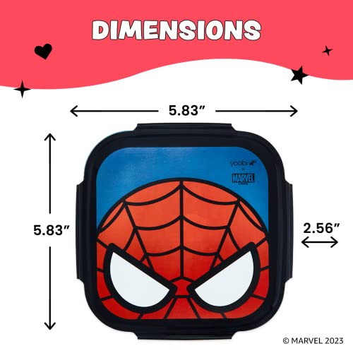 Yoobi x Marvel Spider-Man Bento Box and Ice Pack - 3 Compartment Lunch Box, Dishwasher & Microwave Safe Food & Snack Container for Kids & Adults - BPA & PVC Free, Leakproof