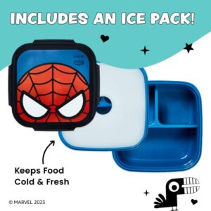 Yoobi x Marvel Spider-Man Bento Box and Ice Pack - 3 Compartment Lunch Box, Dishwasher & Microwave Safe Food & Snack Container for Kids & Adults - BPA & PVC Free, Leakproof