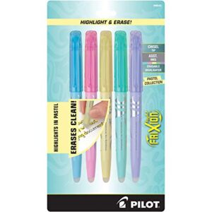 pilot frixion light pastel collection erasable highlighters, chisel tip, assorted color inks, 5-pack (46543)