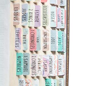 DiverseBee Laminated Bible Tabs (Large Print, Easy to Read), Personalized Bible Journaling Tabs, 66 Book Tabs and 18 Blank Tabs - Uniform Theme