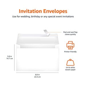 Amazon Basics A9 Blank Invitation Envelopes with Peel & Seal Closure, 5-3/4 x 8-3/4 Inches, White - Pack of 100