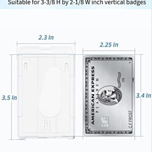 Pawfly Vertical 2-Card Badge Holder with Thumb Slot Hard Transparent PC Case Protector for Office School IDs Credit Cards Driver’s Licenses and Passes, 2 Pack