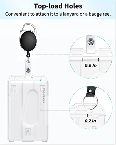 Pawfly Vertical 2-Card Badge Holder with Thumb Slot Hard Transparent PC Case Protector for Office School IDs Credit Cards Driver’s Licenses and Passes, 2 Pack