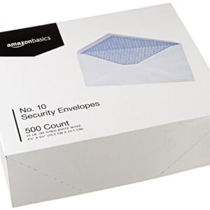 Amazon Basics #10 Security Tinted Business Envelopes, Moisture Sealed, 4-1/8 x 9-1/2 Inch - Pack of 500, White