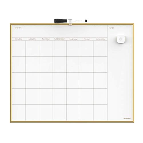 U Brands Magnetic Monthly Calendar Dry Erase Board, 16 x 20 Inches, Gold Aluminum Frame - 364U00-01