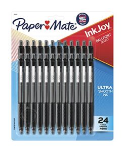 paper mate inkjoy 300rt retractable ballpoint pens, medium point (1.0mm), black, 24 count