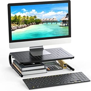 Monitor Stand Riser, Monitor Riser, Laptop Stand for Desk, Laptop Riser, Desk Organizer for Monitor, Laptop Shelf w/Vented for Screen, Computer Stand for Laptop, PC, Printer, for Home & Office