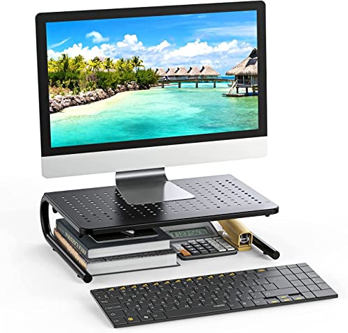 Monitor Stand Riser, Monitor Riser, Laptop Stand for Desk, Laptop Riser, Desk Organizer for Monitor, Laptop Shelf w/Vented for Screen, Computer Stand for Laptop, PC, Printer, for Home & Office