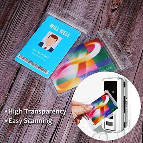 6 Pack Extra Thick ID Badge Holder - Vertical Clear ID Holder for Lanyard - ID Card Holder with Waterproof Resealable Zip - Name Tag Holder for Nurses, Office and School