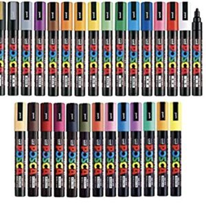 Uni Posca Paint Marker FULL RANGE Bundle Set , Mitsubishi Poster Colour ALL COLOR Marking Pen Medium Point ( PC-5M ) 29 Colours ( 22 Standard & 7 Natural ) Japan Import