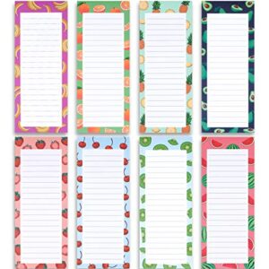 8 Magnetic Notepads - Large Notepads for Grocery List, Shopping List, To-Do List, Reminders, Recipes -Magnetic Back- Memo Notepad with Realistic Fruit Designs | 60 Sheets per Pad 9 x 3.5 inch (8 Pack)