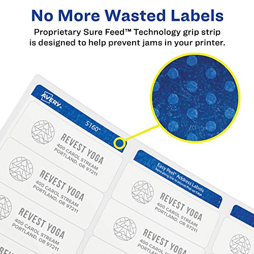 Avery High Visibility Printable Round Labels with Sure Feed, 2.5" Diameter, White, 300 Customizable Blank Labels Total (5294)