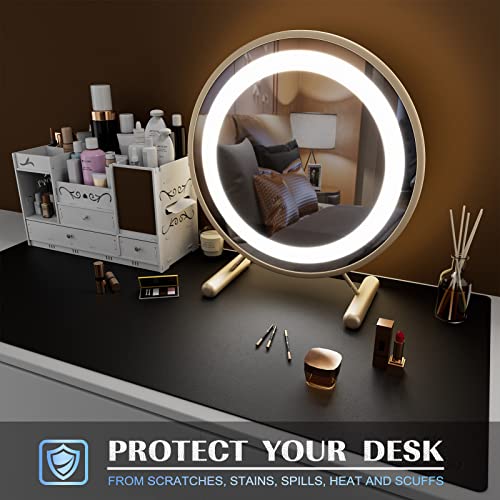 K KNODEL Desk Mat, Mouse Pad, Desk Pad, Waterproof Desk Mat for Desktop, Leather Desk Pad for Keyboard and Mouse, Desk Pad Protector for Office and Home (Black, 31.5" x 15.7")