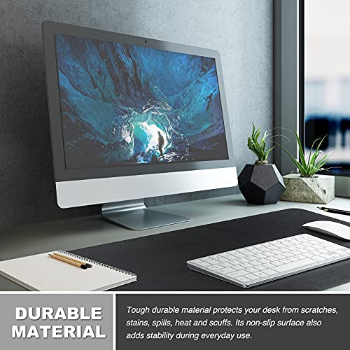 K KNODEL Desk Mat, Mouse Pad, Desk Pad, Waterproof Desk Mat for Desktop, Leather Desk Pad for Keyboard and Mouse, Desk Pad Protector for Office and Home (Black, 31.5" x 15.7")