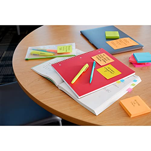 Post-it Super Sticky Notes, 3x3 in, 3 Pads, 2x the Sticking Power, Bright Colors (Orange, Pink, Green), Recyclable (3321-SSAU)