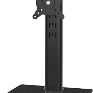 Single LCD Computer Monitor Free-Standing Desk Stand Riser for 13 inch to 32 inch Screen with Swivel, Height Adjustable, Rotation, Holds One (1) Screen up to 77Lbs(HT05B-001))