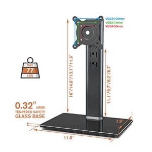 Single LCD Computer Monitor Free-Standing Desk Stand Riser for 13 inch to 32 inch Screen with Swivel, Height Adjustable, Rotation, Holds One (1) Screen up to 77Lbs(HT05B-001))