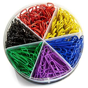 officemate pvc free color coated paper clips, 450 per tub office paper clamp (97229)