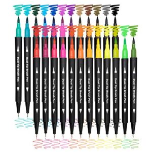 dual brush marker pens for coloring,24 colored markers,fine point and brush tip art markers for kids adult coloring books bullet journals planners,note taking coloring writing