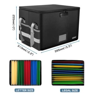 File Box with Lock,ENGPOW Fireproof Box File Storage Organizer Anti-Static Box,Collapsible Fireproof Document Box Filing Box with Handle,Portable Home Office Safe Box for Hanging Letter/Legal Folder