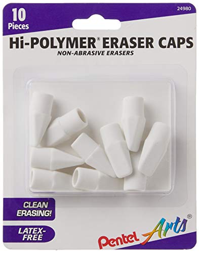 Pentel Arts Hi-Polymer White Cap Erasers (ZEH02PABP10)