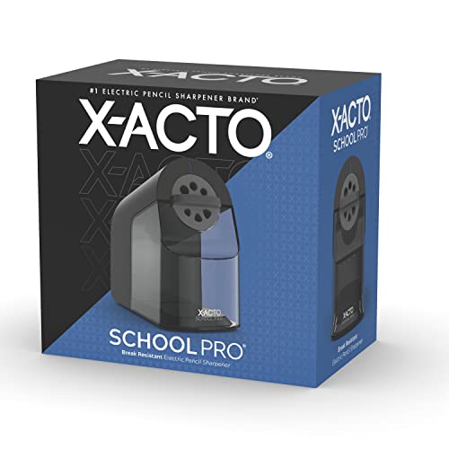 X-ACTO Pencil Sharpener, SchoolPro Electric Pencil Sharpener, Heavy Duty Electric Pencil Sharpener for School, Classroom and Teacher Supplies, Perfect Addition to Homeschooling Supplies, Black