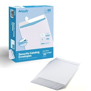 100 9 x 12 SELF Seal Security White Catalog Envelopes - 28lb - Security Tinted, Ultra Strong Quick-Seal, 9x12 inch (38100)