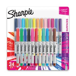 sharpie color burst permanent markers, ultra fine point, assorted colors, 24 count