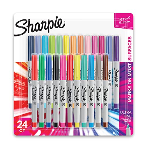 SHARPIE Color Burst Permanent Markers, Ultra Fine Point, Assorted Colors, 24 Count