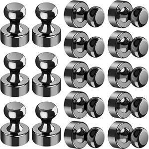 16pcs black refrigerator magnets magnetic push pins, fridge magnets, push pin magnet, magnetic thumb tacks for kitchen, office, school, whiteboard, brushed nickel