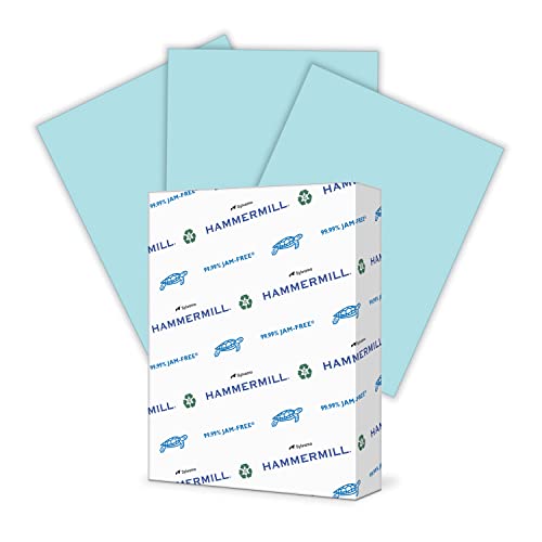 Hammermill Colored Paper, 20 lb Blue Printer Paper, 8.5 x 11-1 Ream (500 Sheets) - Made in the USA, Pastel Paper, 103309R