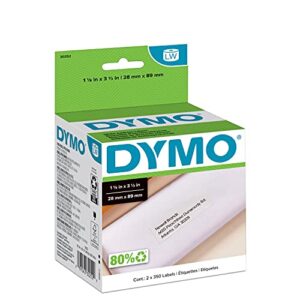dymo 30252 lw mailing address labels for labelwriter label printers, white, 1-1/8” x 3-1/2”, 2 rolls of 350