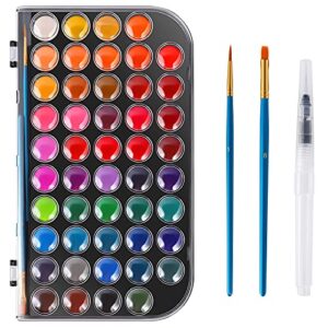 watercolor paint set, 48 colors non-toxic watercolor paint with a brush refillable a water brush pen and palette, washable water color paints sets for kids adults artists children students beginner