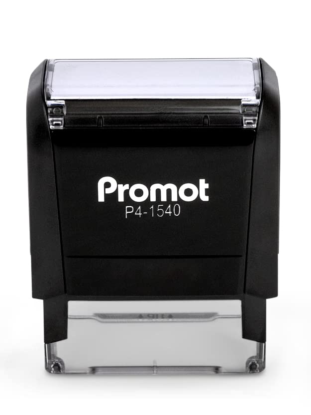 Promot Self Inking 1 Line Custom Stamp - Personalized Name Stamp for Office, Teacher, Address & Business Label Stamp - Choose Font, Ink Color, Pad, Self Inking for Personal & Professional Use - Small