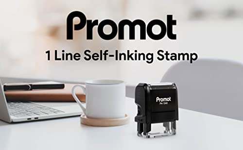Promot Self Inking 1 Line Custom Stamp - Personalized Name Stamp for Office, Teacher, Address & Business Label Stamp - Choose Font, Ink Color, Pad, Self Inking for Personal & Professional Use - Small