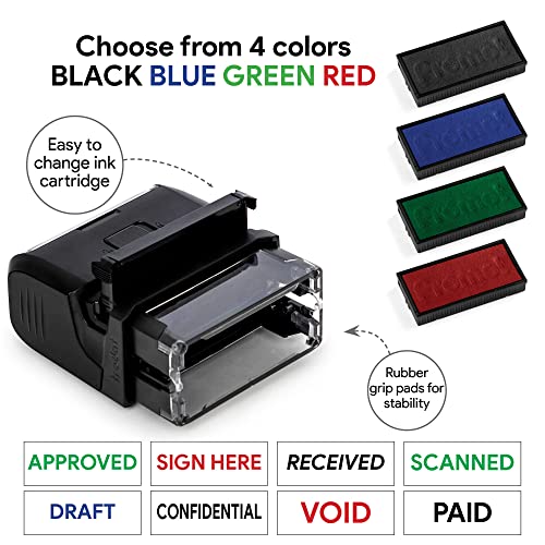 Promot Self Inking 1 Line Custom Stamp - Personalized Name Stamp for Office, Teacher, Address & Business Label Stamp - Choose Font, Ink Color, Pad, Self Inking for Personal & Professional Use - Small