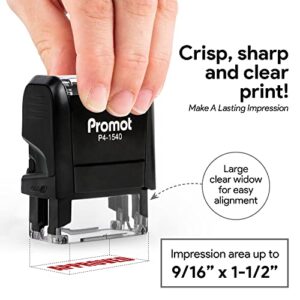 Promot Self Inking 1 Line Custom Stamp - Personalized Name Stamp for Office, Teacher, Address & Business Label Stamp - Choose Font, Ink Color, Pad, Self Inking for Personal & Professional Use - Small