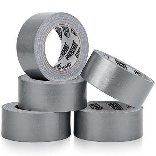 Duct Tape Heavy Duty - 5 Roll Multi Pack - Silver 90 Feet x 2 Inch - Strong, Flexible, No Residue, All-Weather and Tear by Hand - Bulk Value for Do-It-Yourself Repairs, Industrial, Professional Use