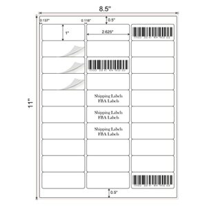 1" x 2-5/8" Address Labels 900 Labels Sticker Paper for Laser/Ink Jet Printer mailing Labels 8.5"×11" White 30 per Sheet