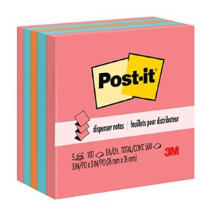 post-it pop-up notes, 3×3 in, 5 pads, america’s #1 favorite sticky notes, assorted colors, clean removal, recyclable (3301-5an)