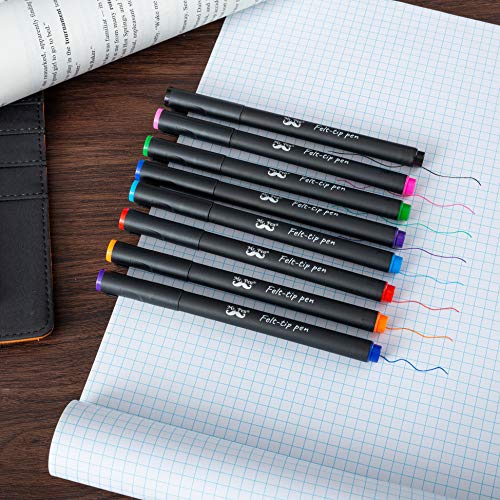 Mr. Pen- Felt Tip Pens, Pens Fine Point, Pack of 8, Fast Dry, No Smear, Colored Pens, Journaling Pens, Felt Pens, Planner Markers, Planner Pens