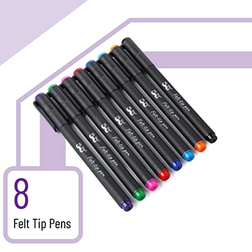 Mr. Pen- Felt Tip Pens, Pens Fine Point, Pack of 8, Fast Dry, No Smear, Colored Pens, Journaling Pens, Felt Pens, Planner Markers, Planner Pens